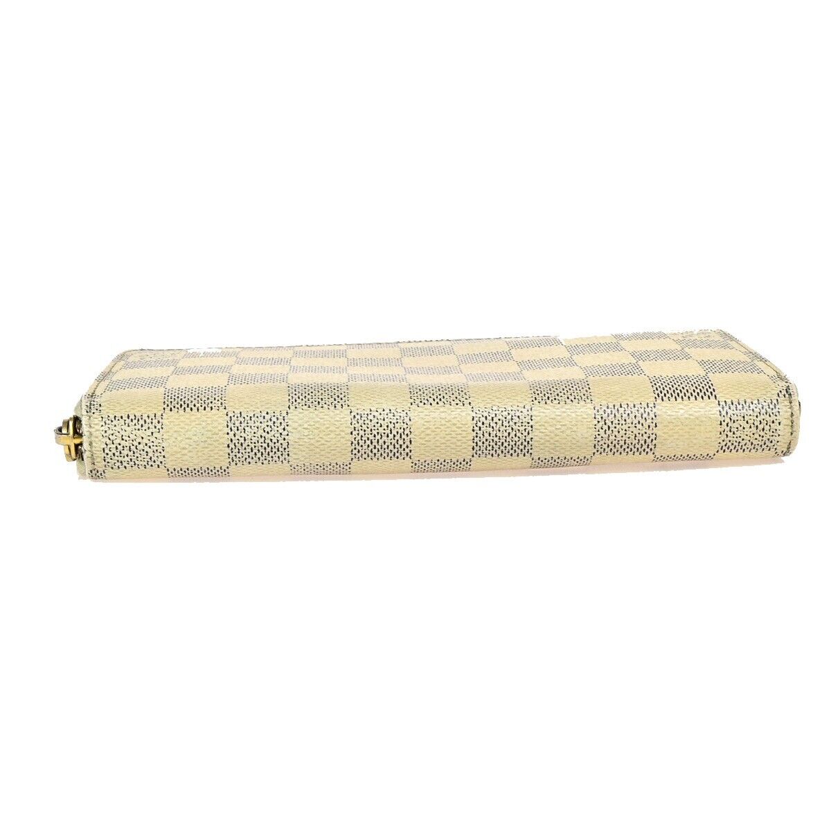 LOUIS VUITTON Zippy Wallet Purse Damier Azur Leather White N60019 05EB293