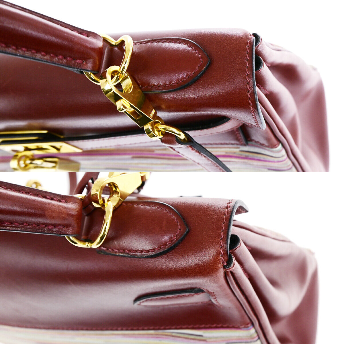 HERMES Kelly 32 Retourne 2Way Hand Bag □F Vibrato Leather Rouge H GHW 6030RK681