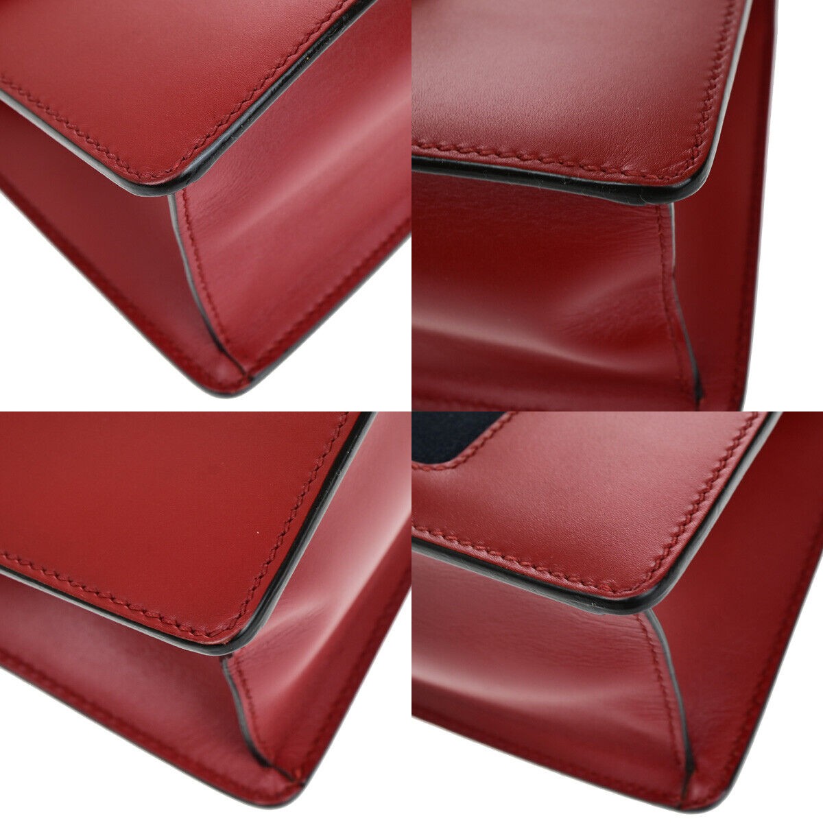 GUCCI Logo Mini Sylvie Sherry 2Way Shoulder Hand Bag Leather Red GHW 53RK113