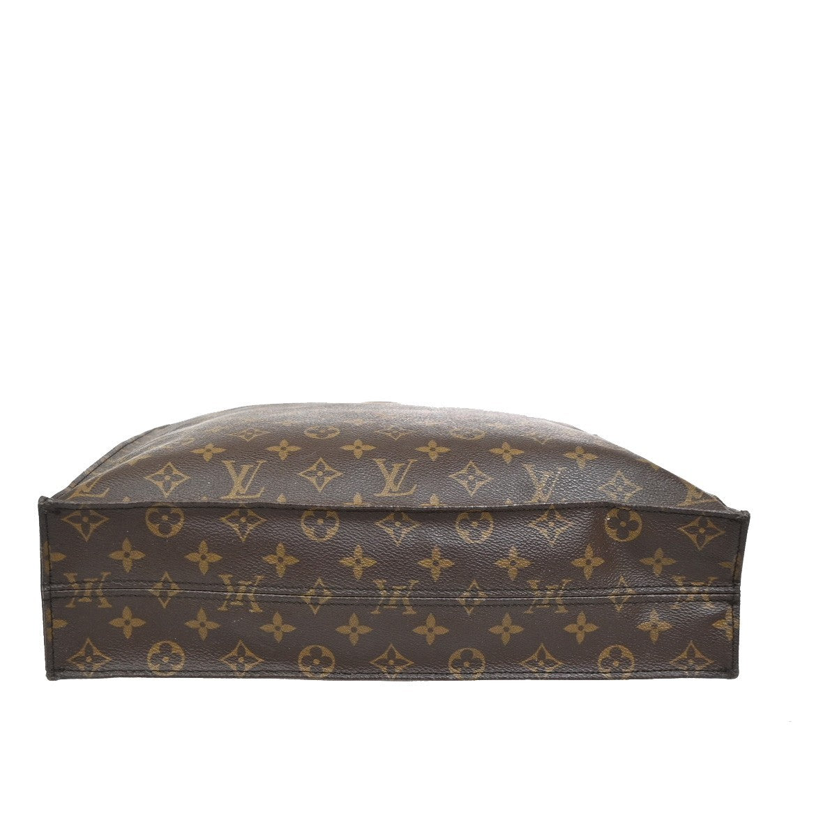 LOUIS VUITTON Logo Sac Plat Hand Tote Bag Monogram Leather Brown M51140 62ZA260