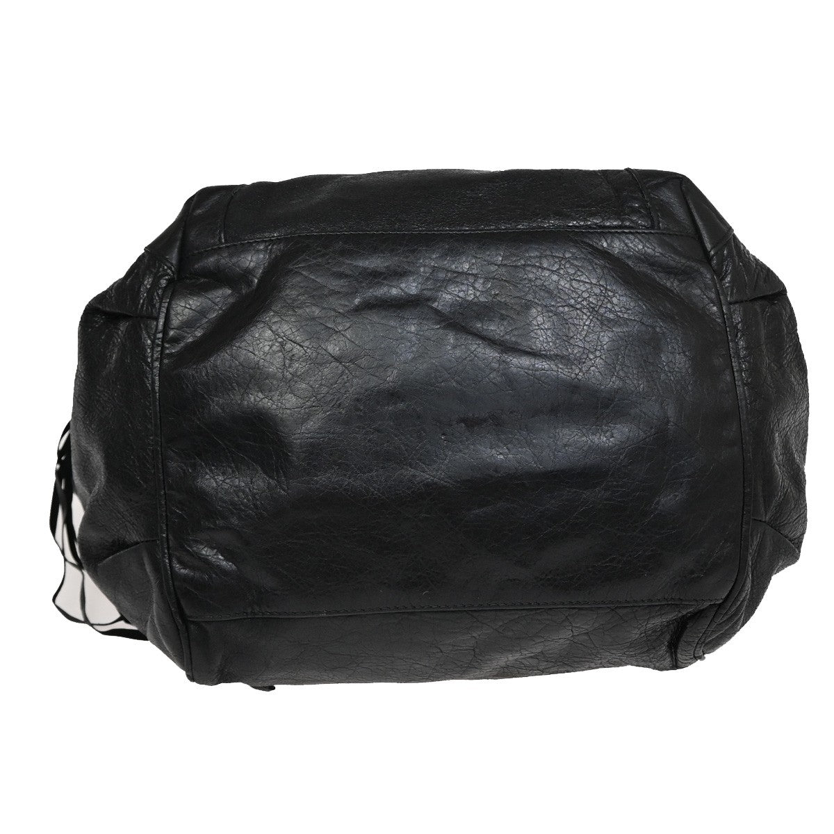 BALENCIAGA Logo The Sunday Shoulder Tote Hand Bag Leather Black Mirror 70YH628