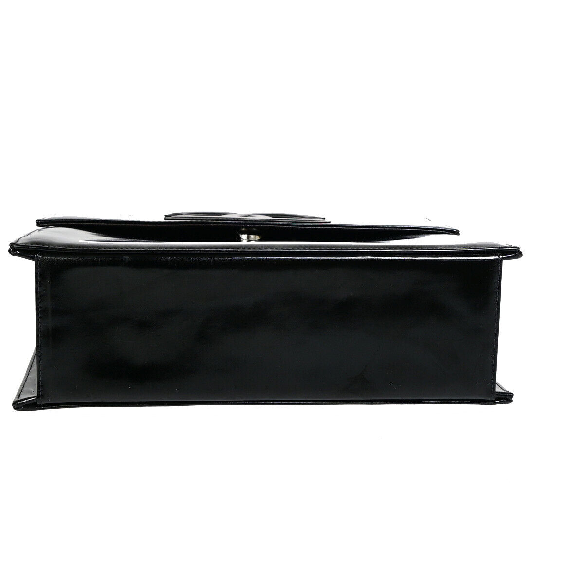 CHANEL CC Logo Chain Hand Bag Patent Leather Black SHW France Vintage 660RJ868