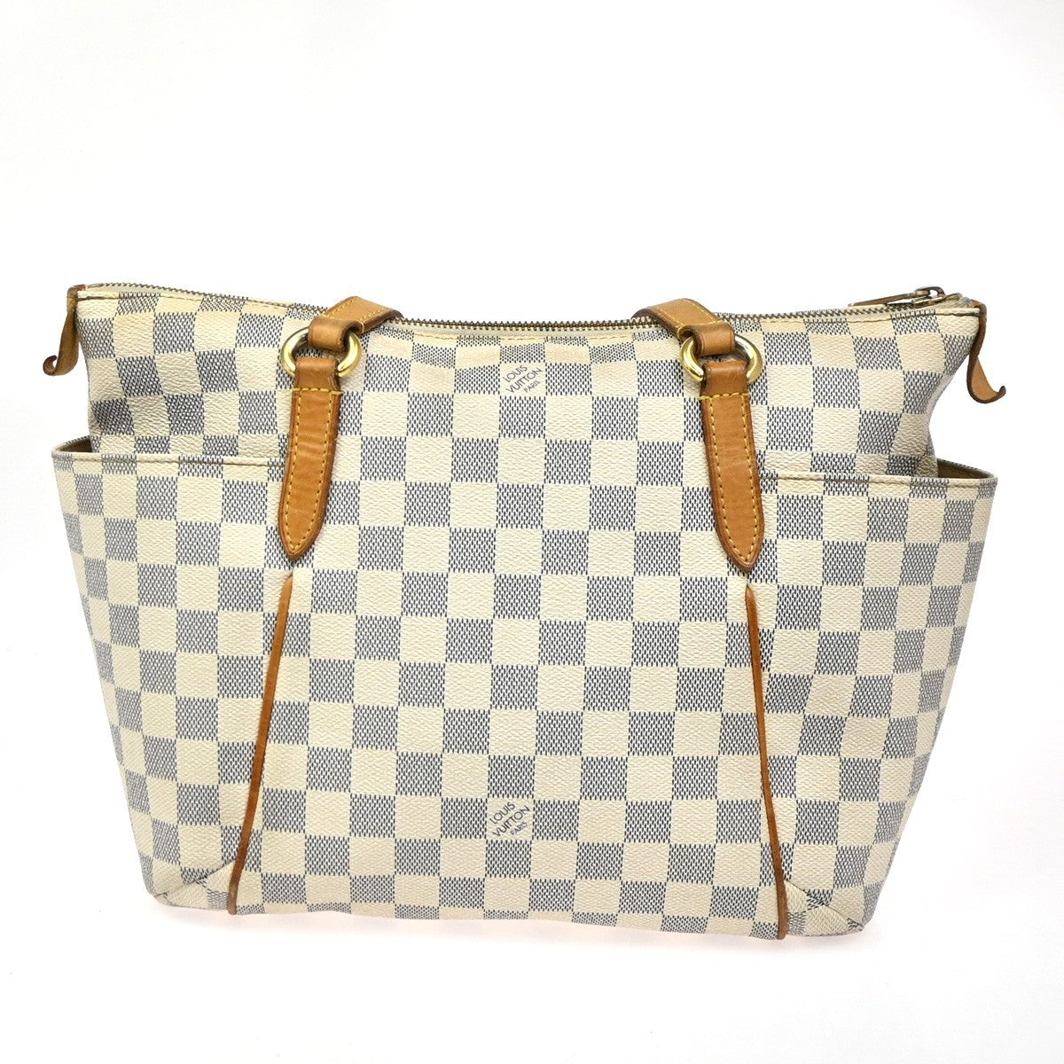 LOUIS VUITTON Totally PM Shoulder Bag Damier Azur Leather White N51261 72ZA257