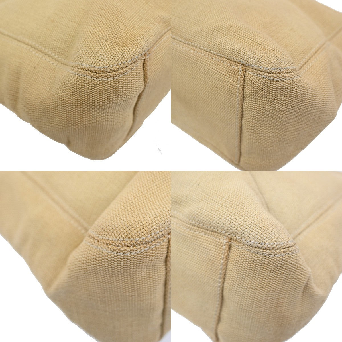1.Live CHANEL CC Shoulder Tote Bag Canvas Leather Beige Brown Vintage 77KP040
