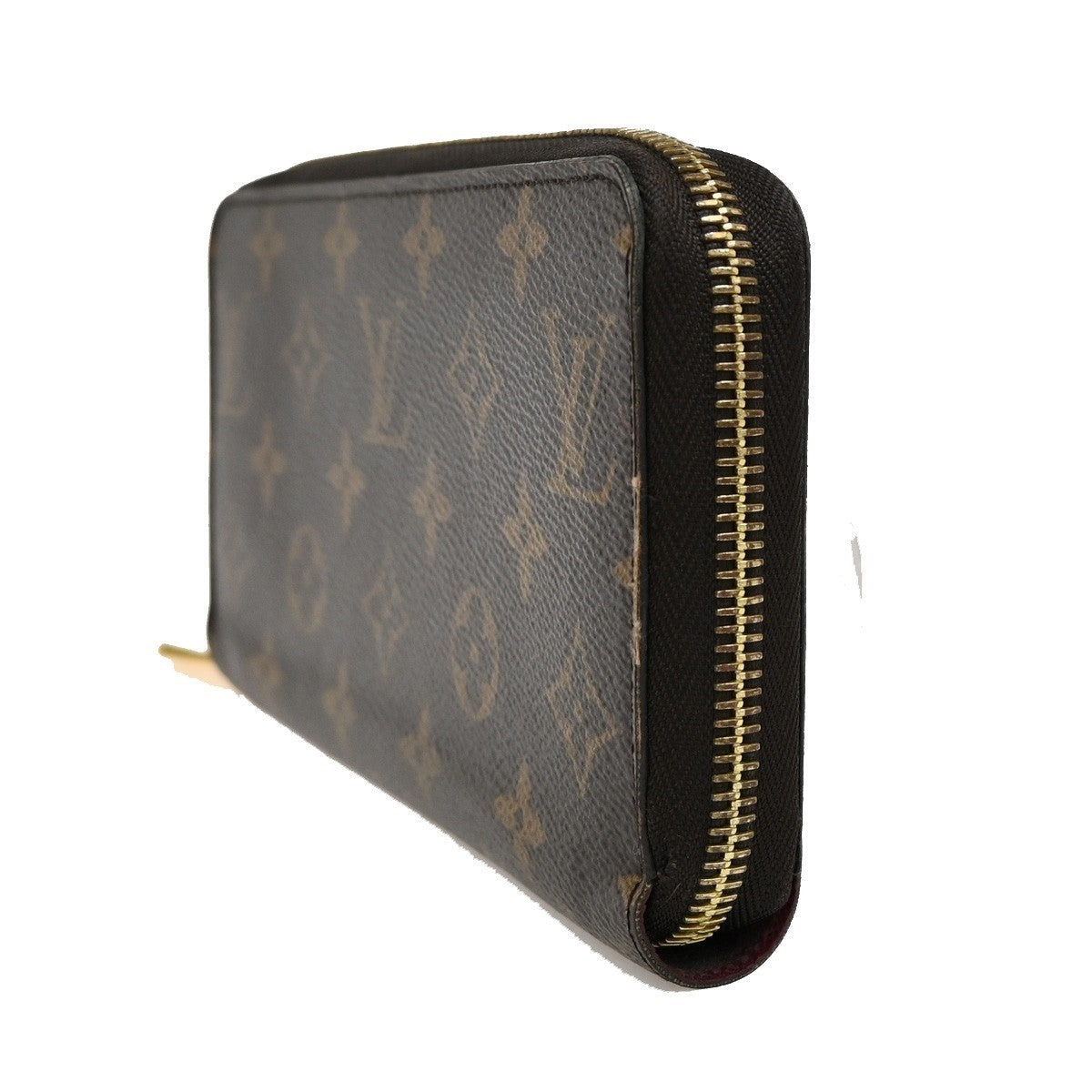 LOUIS VUITTON Zippy Long Wallet Monogram Leather Brown Fuchsia M41895 84KB294