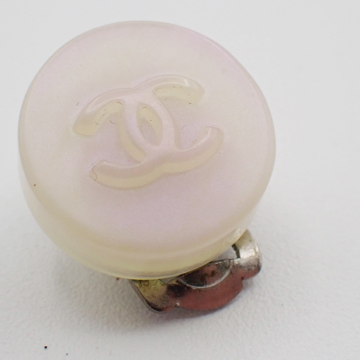 CHANEL CC Logo Iridescent Resin Round Button Earrings 00C Clip-On SHW 38RL811