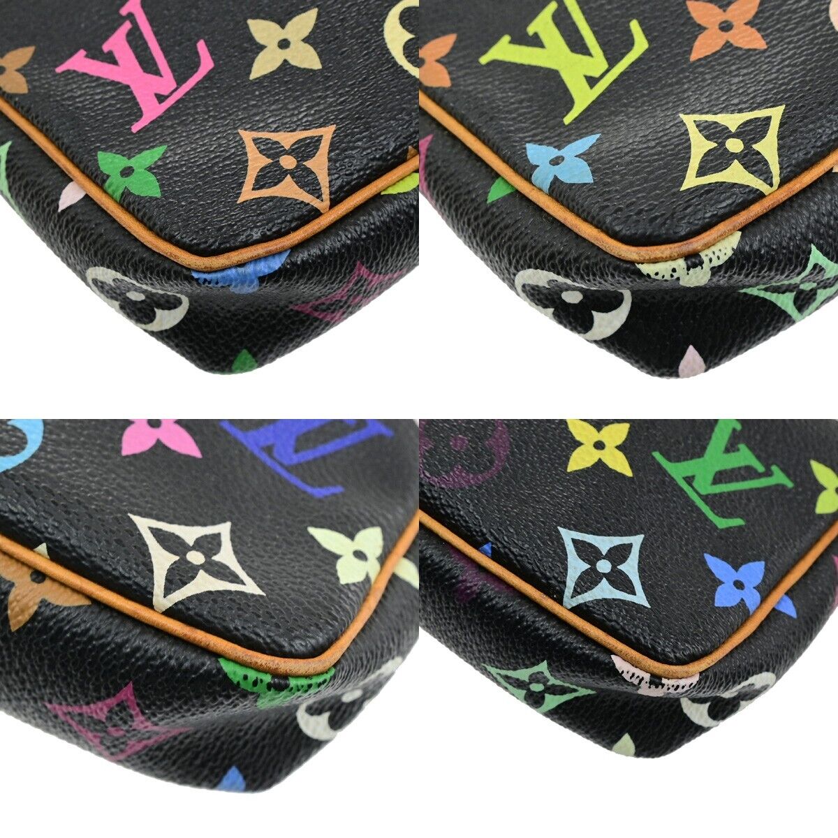 LOUIS VUITTON Pochette Accessoires Hand Bag Monogram Multi Black M92648 55ED447