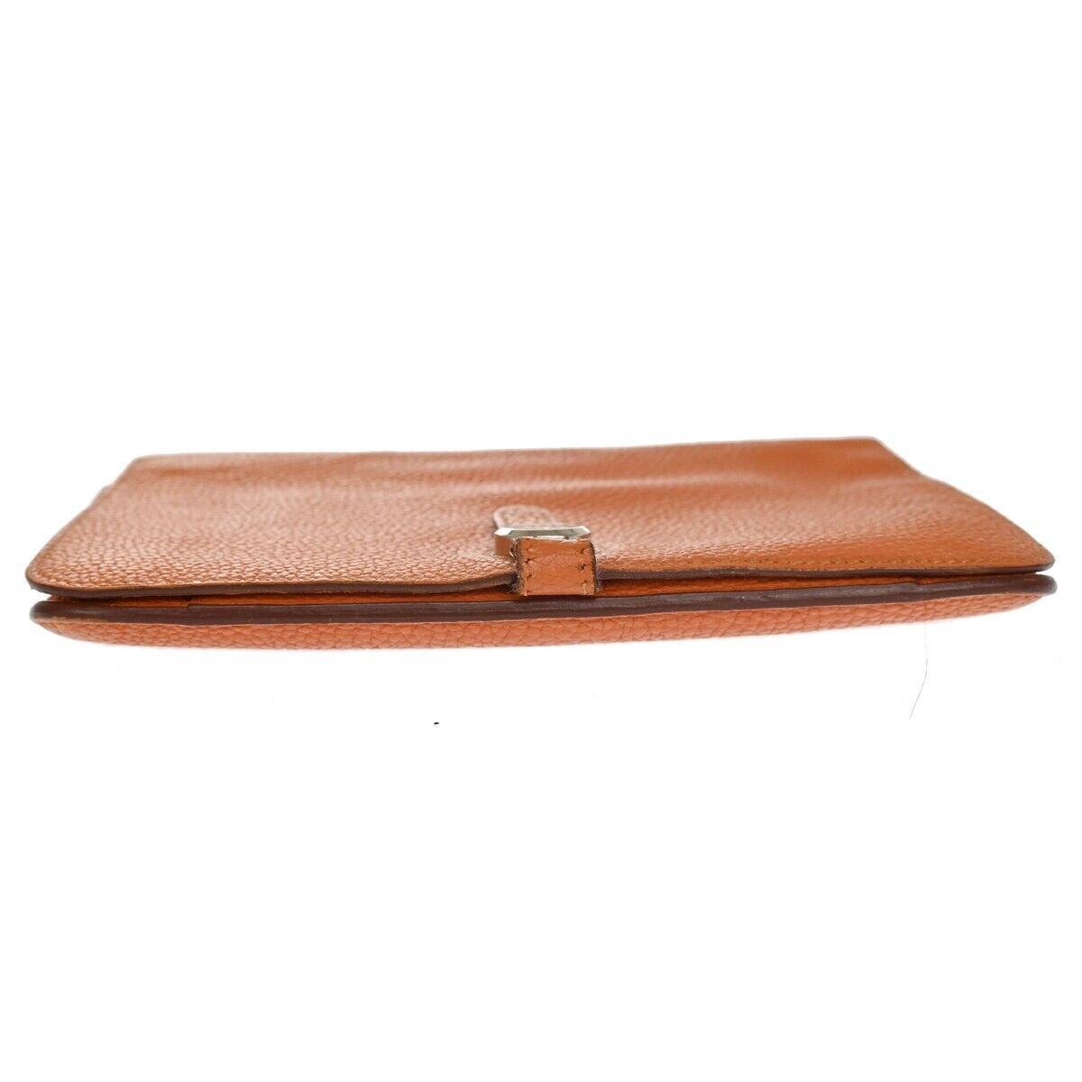 HERMES Logos Dogon GM Long Bifold Wallet Purse Veau Togo Leather orange 83RF064