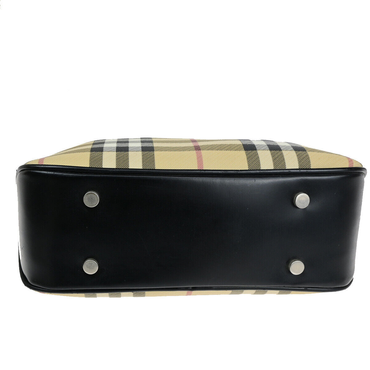 BURBERRY Logo Hand Shoulder Bag Nova Check Leather Black Beige SHW Italy 69SJ215