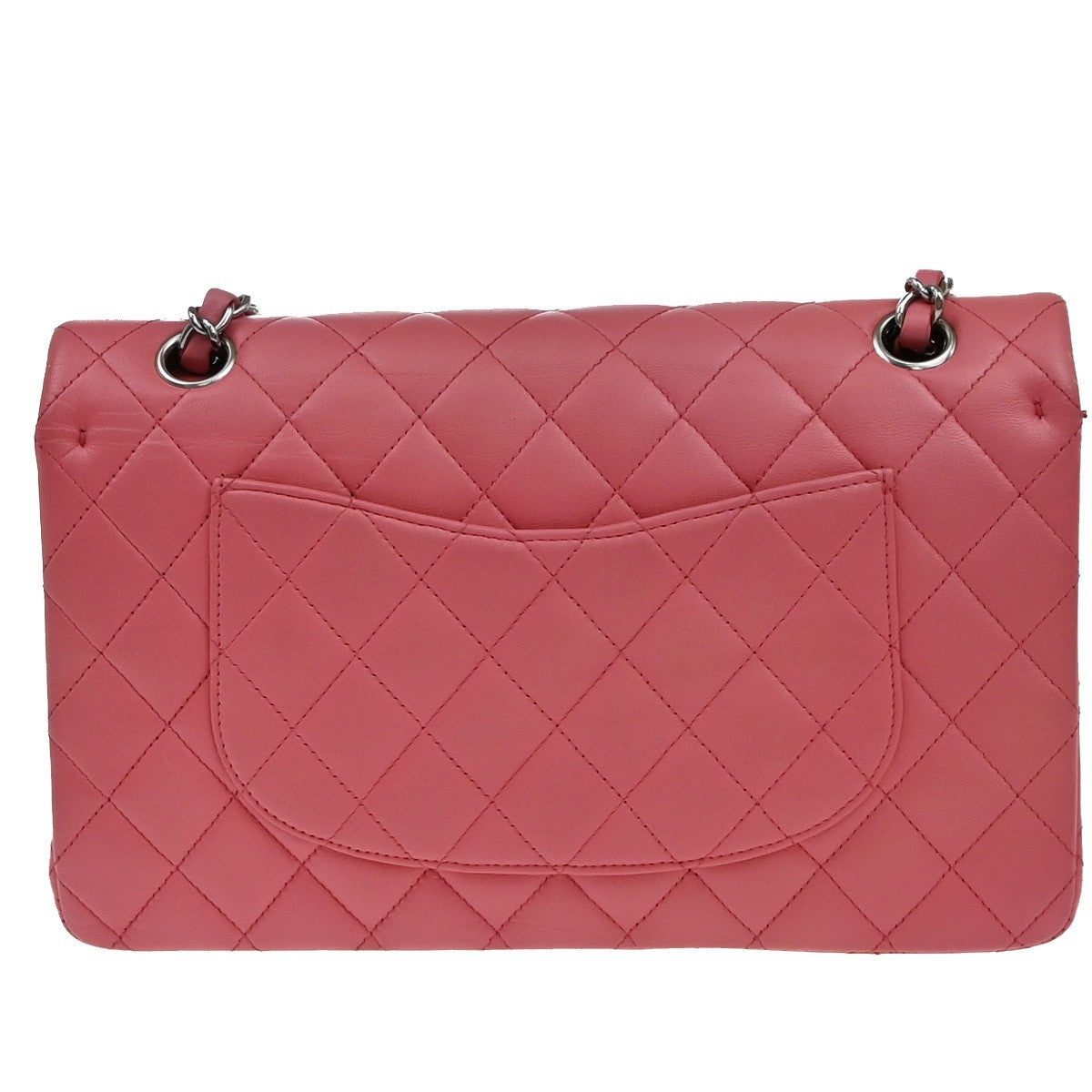 CHANEL CC Matelasse 25 Double Flap Chain Shoulder Bag Leather Pink SHW 791RF617
