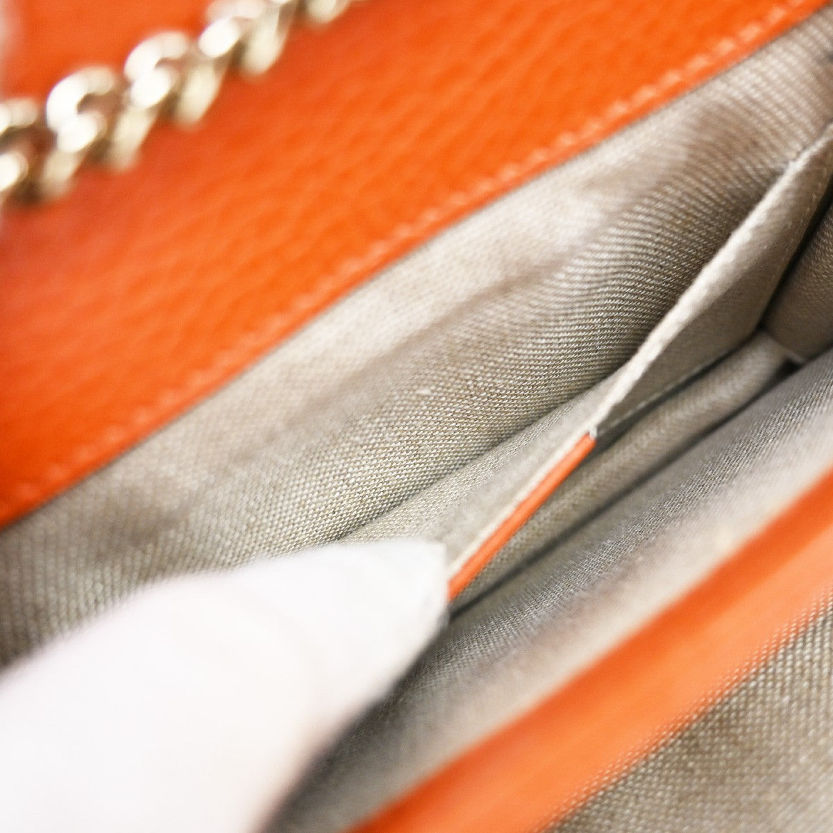GUCCI Logo Interlocking G Chain Mini Shoulder Bag Leather Orange GHW 58KP125