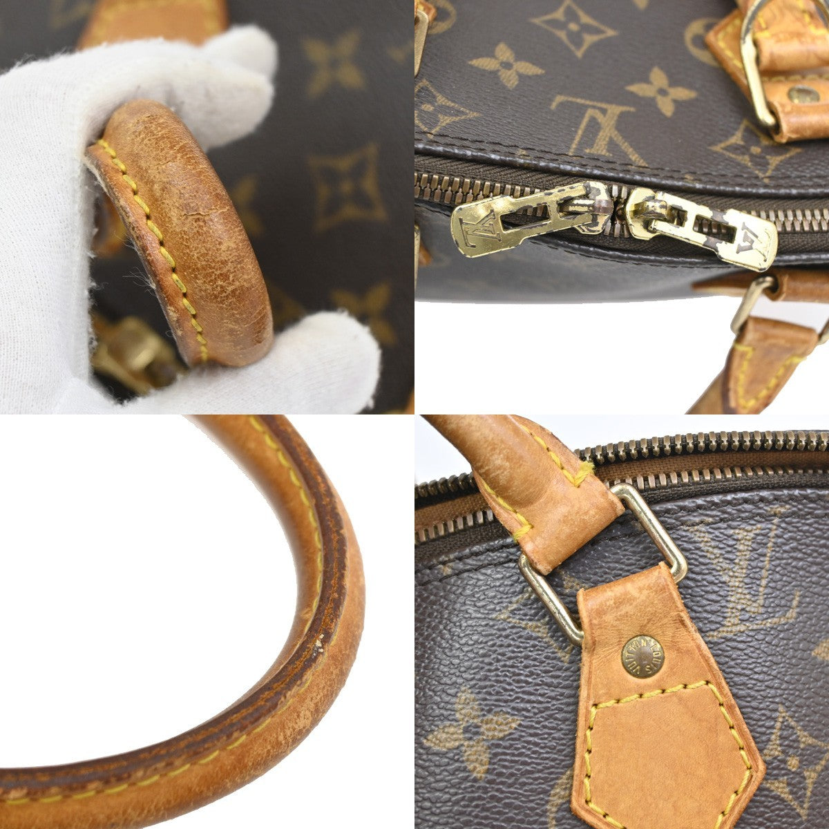 LOUIS VUITTON LV Logo Alma Hand Bag Monogram Leather Brown France M51130 67DA178