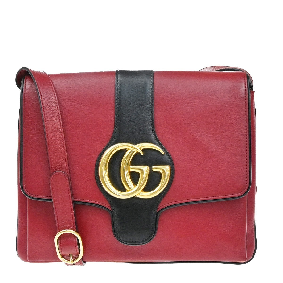 GUCCI Logo GG Marmont Ally Shoulder Bag Leather Red GHW 74KP184