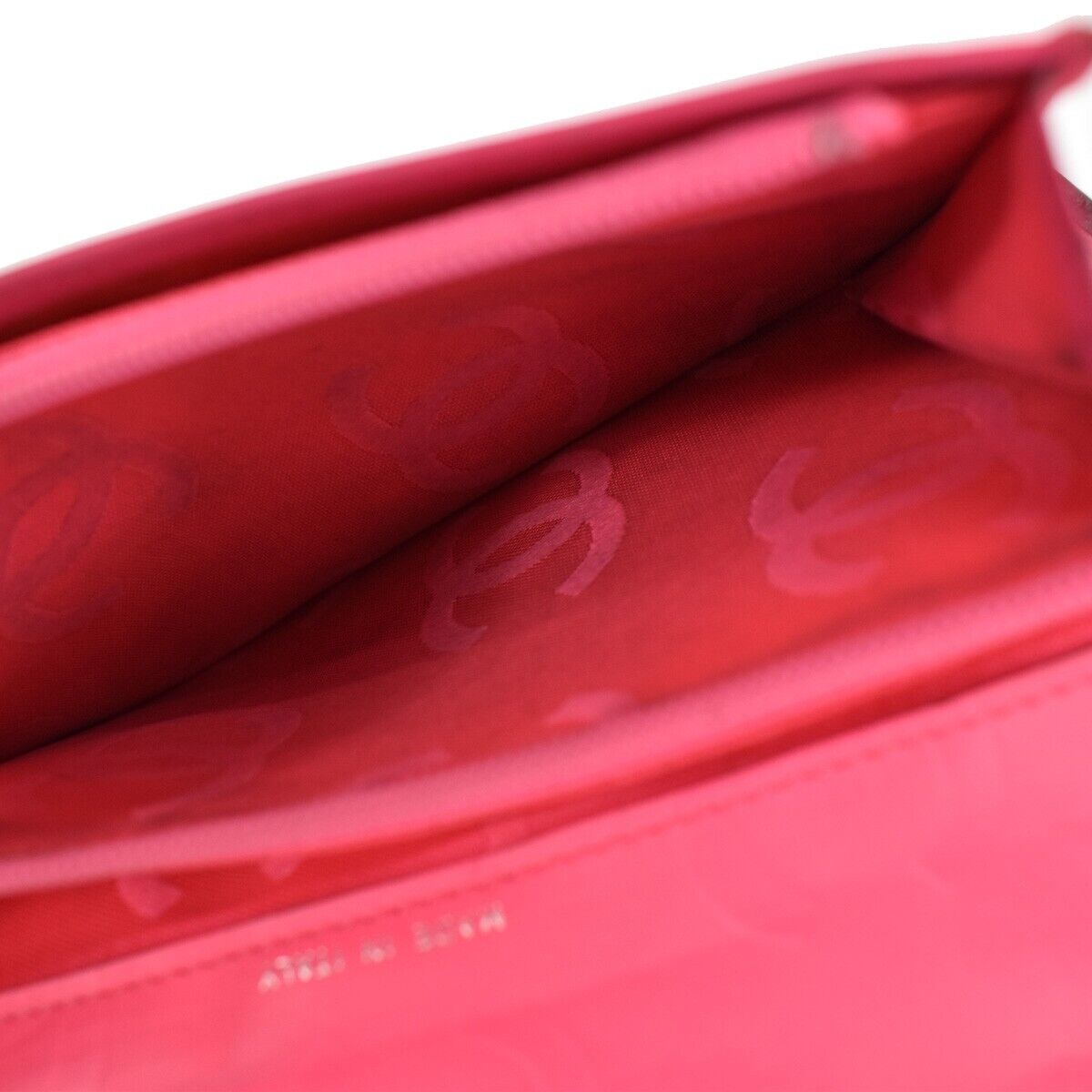 CHANEL CC Logo Cambon Long Bifold Wallet Leather Black Pink Italy 87SH089