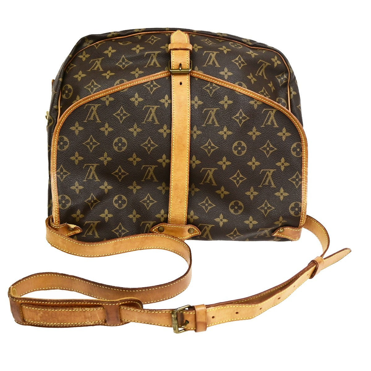 LOUIS VUITTON Logo Saumur 30 Shoulder Bag Monogram Leather Brown M42256 73CB038