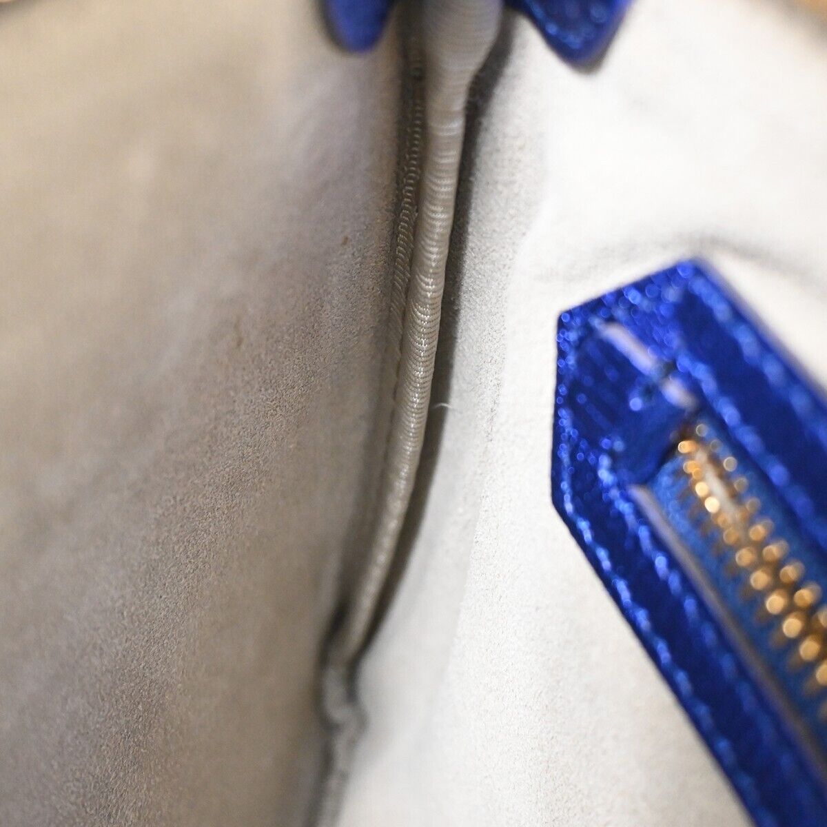 ANYA HINDMARCH Logo Smiley Wink Fringe Mini Clutch Hand Bag Leather Blue 02HB219