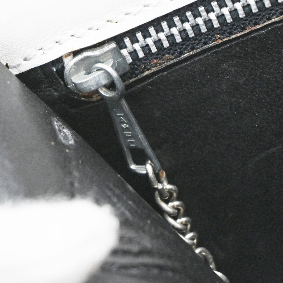 CELINE Logo Bicolor Double Flap Hand Bag Leather Black White Italy 80EG224