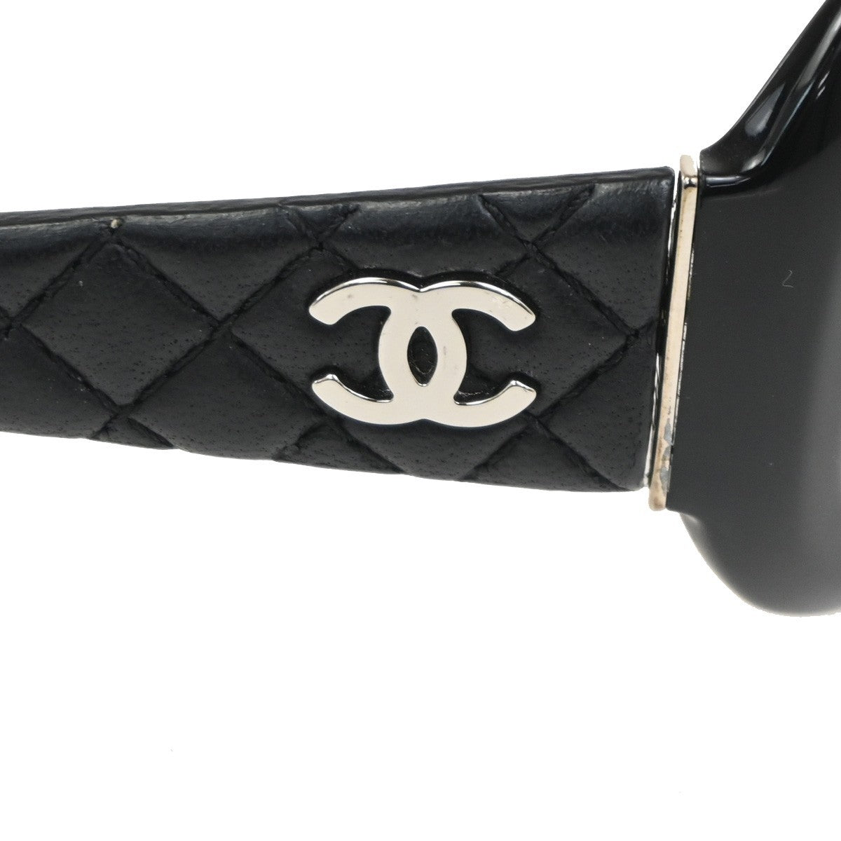 CHANEL CC Logo Matelasse Sunglasses Eye Wear Plastic Leather BK 5116-Q 30RL982