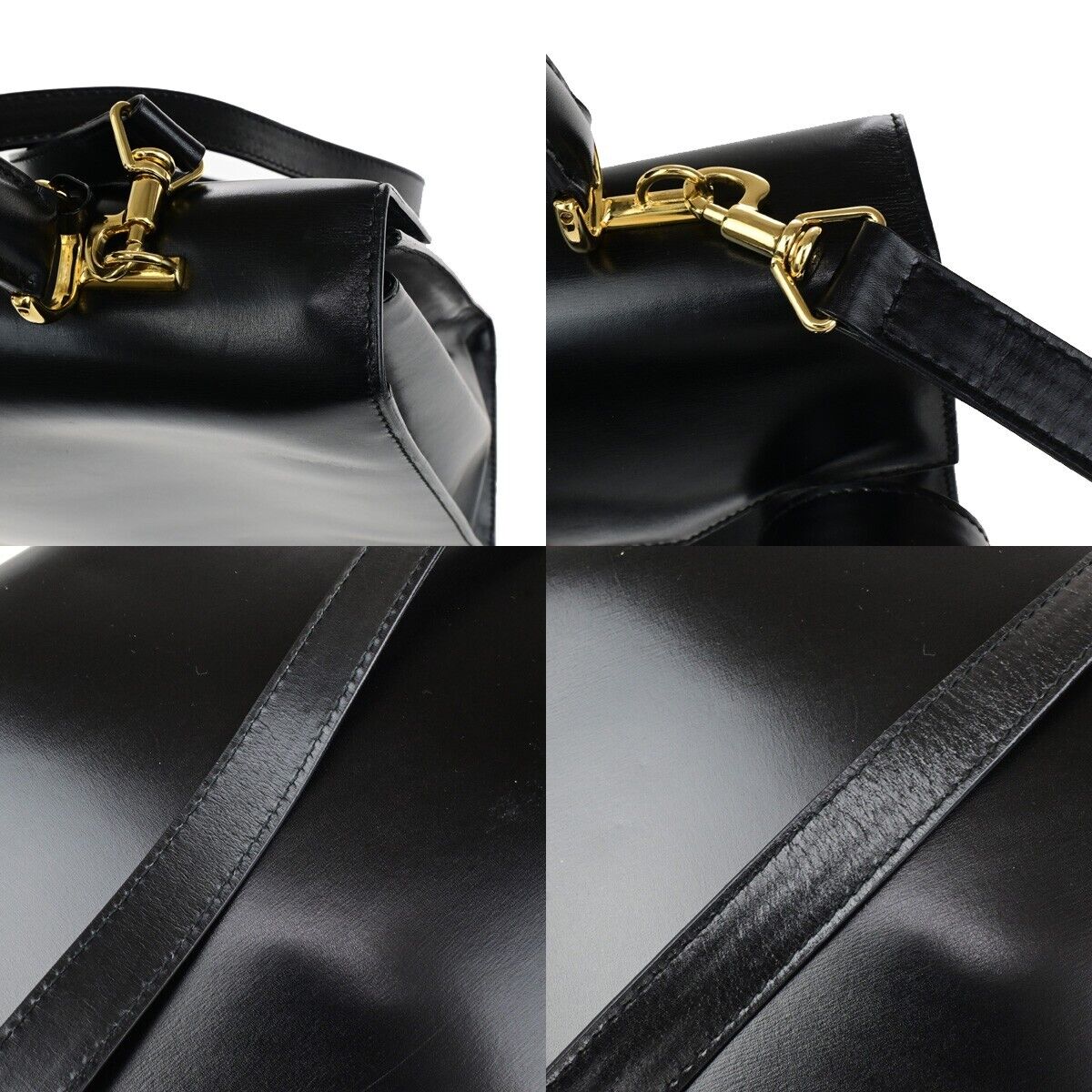 GUCCI Logo Lady Lock 2Way Shoulder Hand Bag Leather Black GHW Italy 70RK764