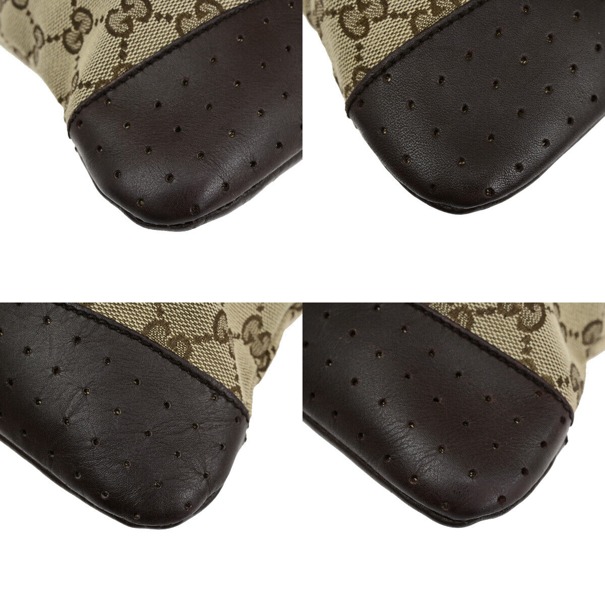GUCCI Logo GG Pattern Shoulder Bag Canvas Leather Brown Italy 86SJ037