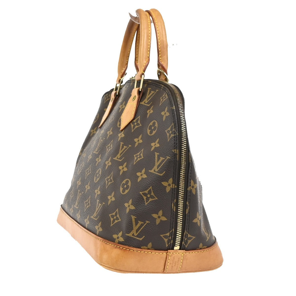 LOUIS VUITTON LV Logo Alma Hand Bag Monogram Leather Brown France M51130 81PA055