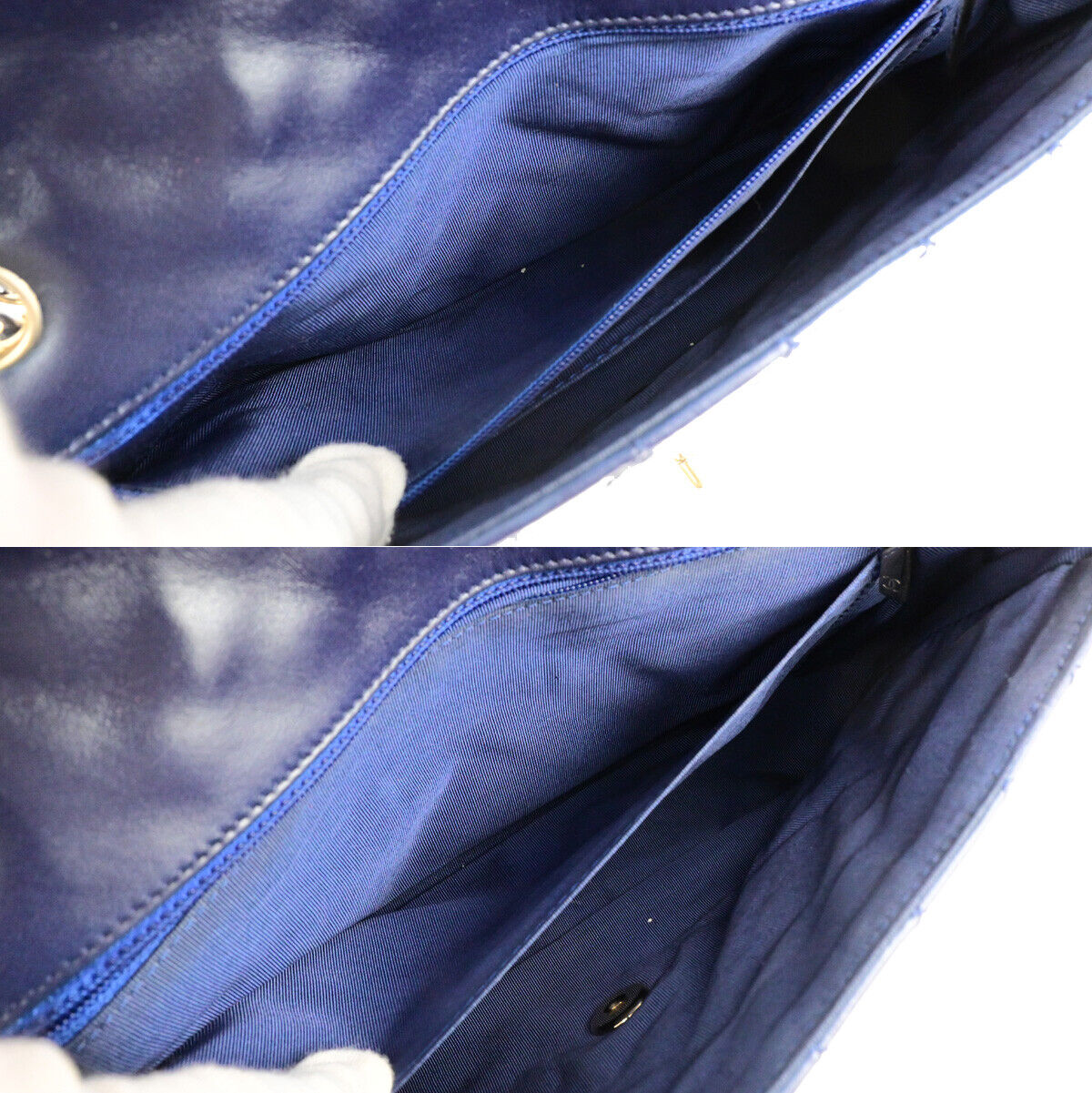 CHANEL CC Logo Valentine Matelasse Chain Shoulder Bag Leather Blue GHW 898RK737