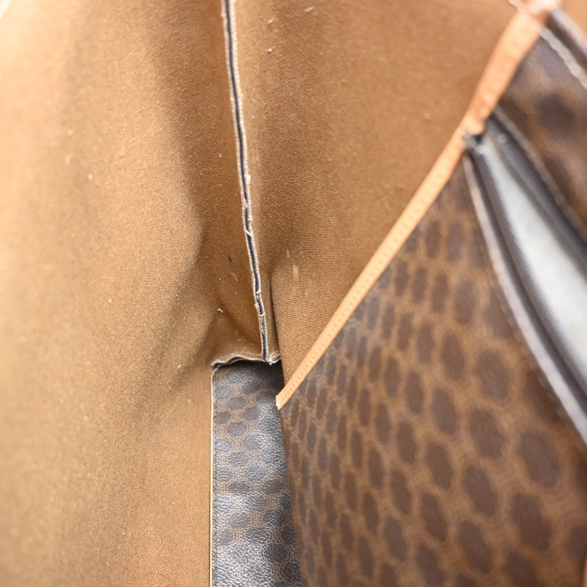 CELINE Logo Macadam Pattern Shoulder Tote Bag PVC Leather Brown GHW 31KC466