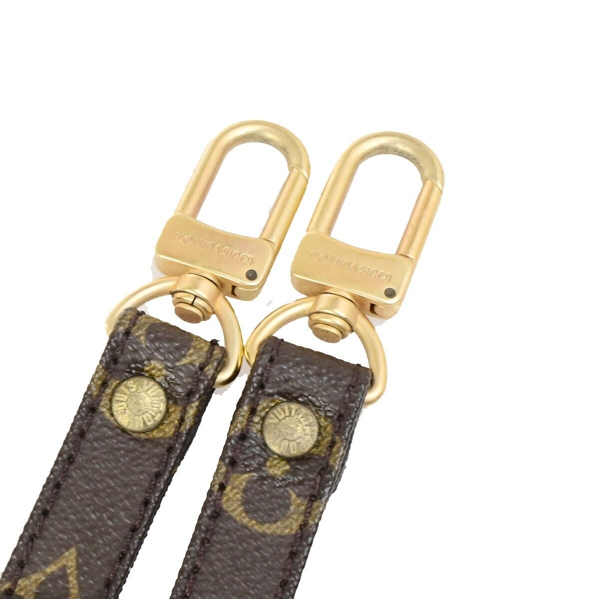 LOUIS VUITTON Shoulder Strap Monogram Leather Brown Gold Bag Accessory 69FB299