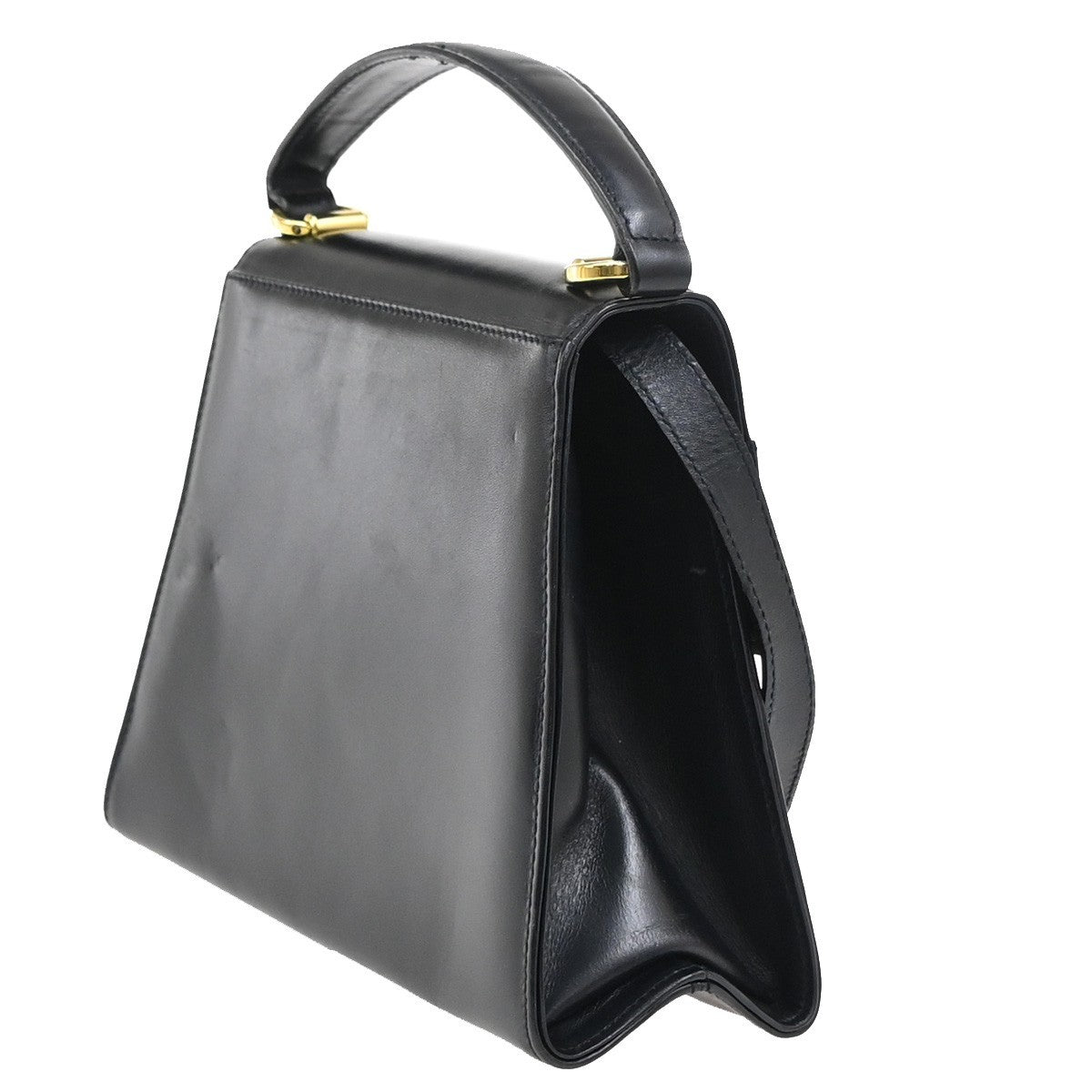 SALVATORE FERRAGAMO Logo 2Way Mini Shoulder Hand Bag Leather Navy Blue 62YJ092