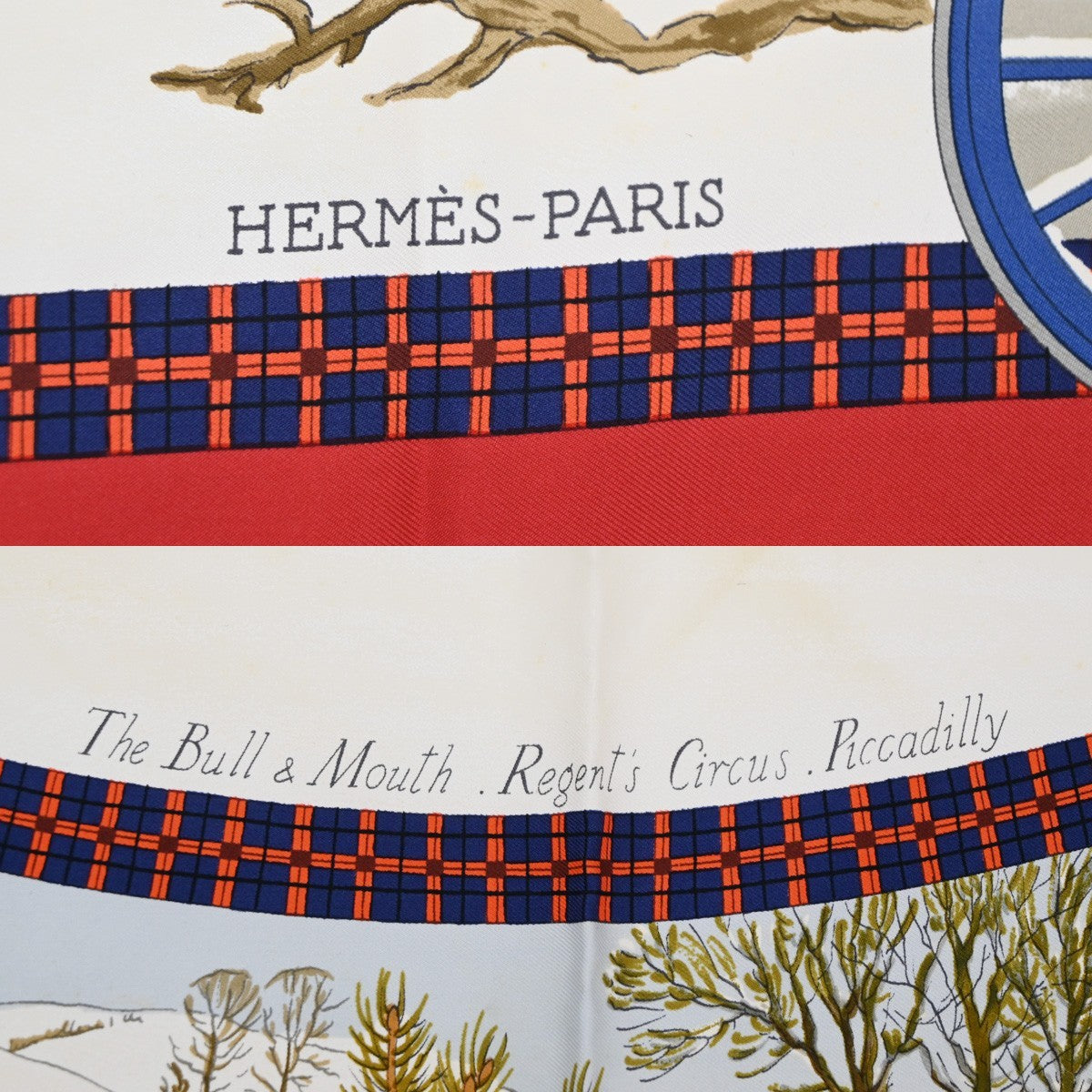 HERMES XL Carre l'Hiver en Poste Ledoux Scarf 100% Silk Red White 63RL907