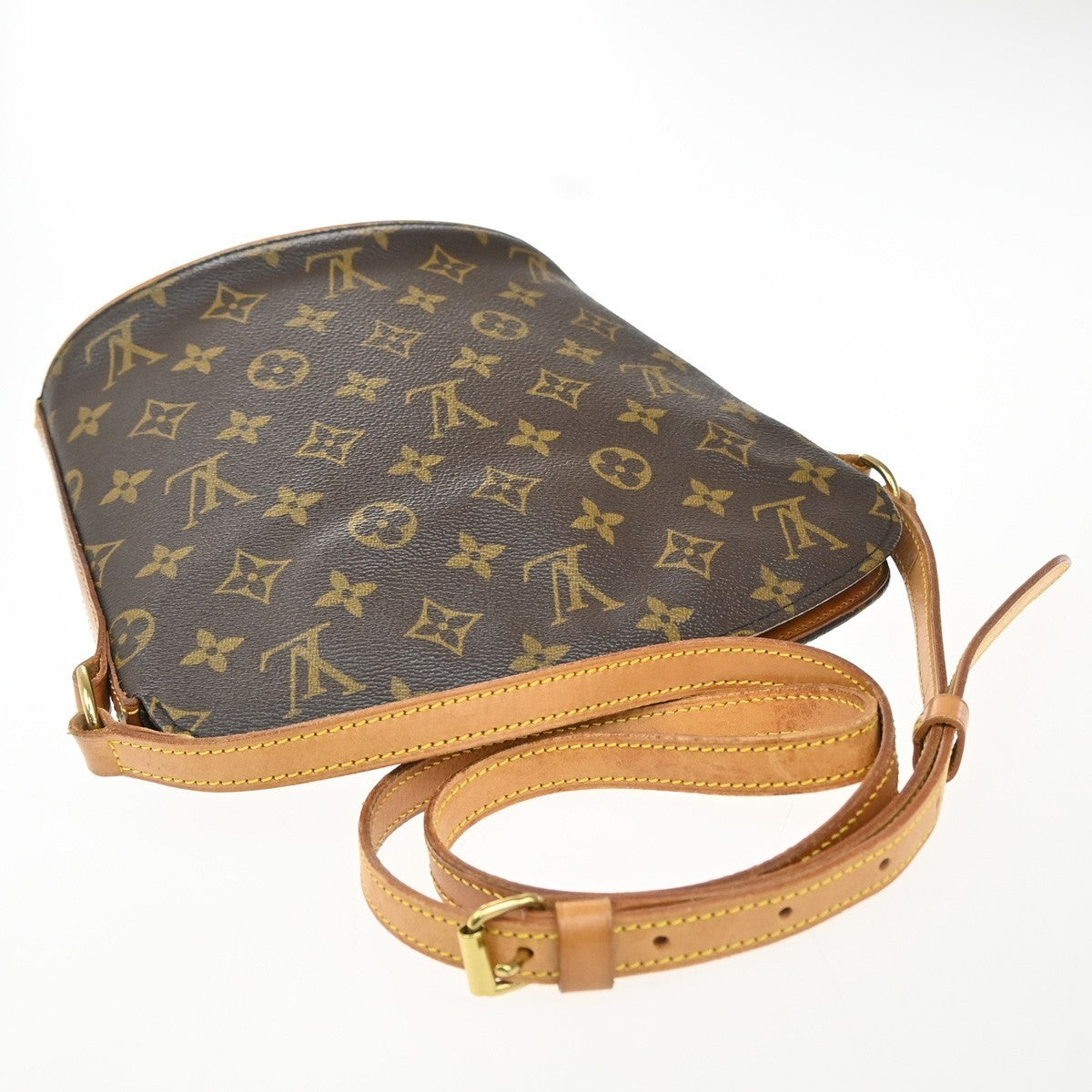 LOUIS VUITTON Logo Drouot Shoulder Bag Monogram Leather Brown M51290 77KP305