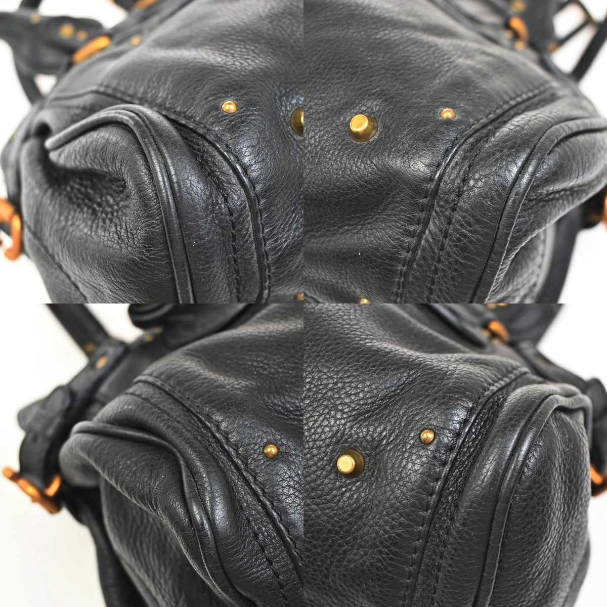 CHLOE Logo Paddington Padlock  Shoulder Handbag Leather Black GHW Italy 620RL739