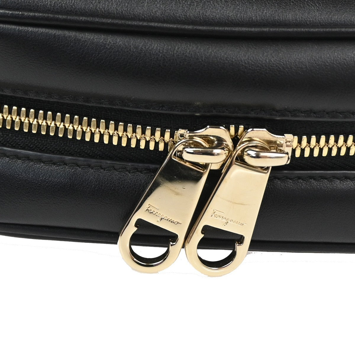 SALVATORE FERRAGAMO Gancini Mini Waist Bag Leather Black GHW Italy 85TA669