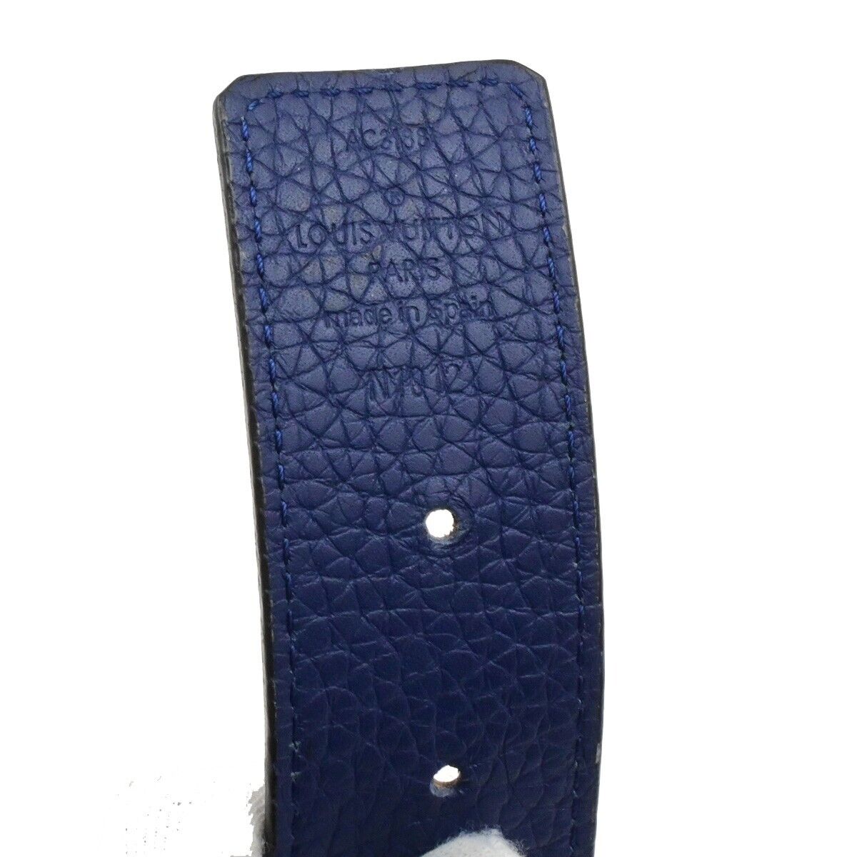 LOUIS VUITTON Logo Ceinture LV Initial Belt Leather Blue Spain N1012 31EE096