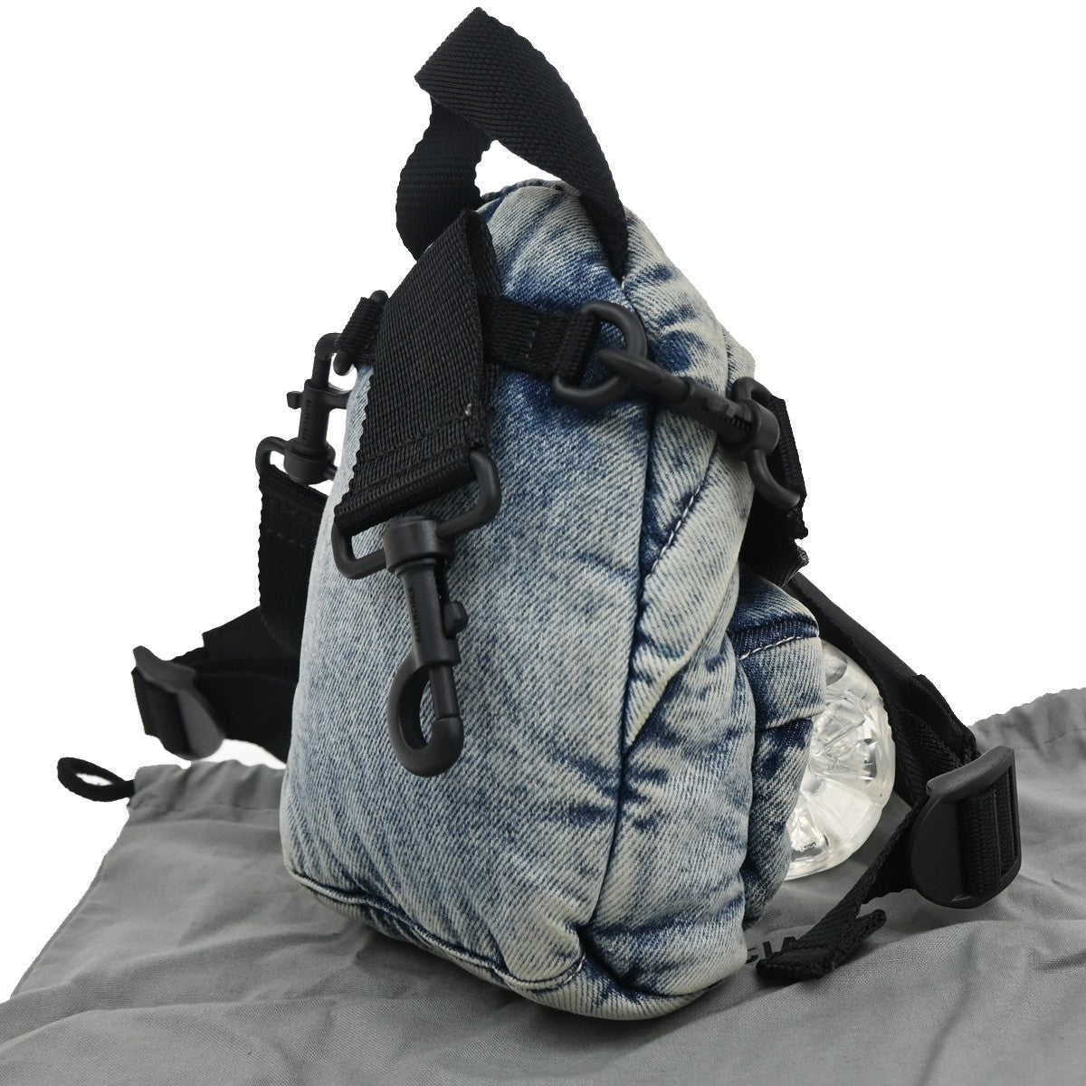 BALENCIAGA Logo Explorer 2Way Mini Shoulder Bag Canvas Denim Blue 38FC150