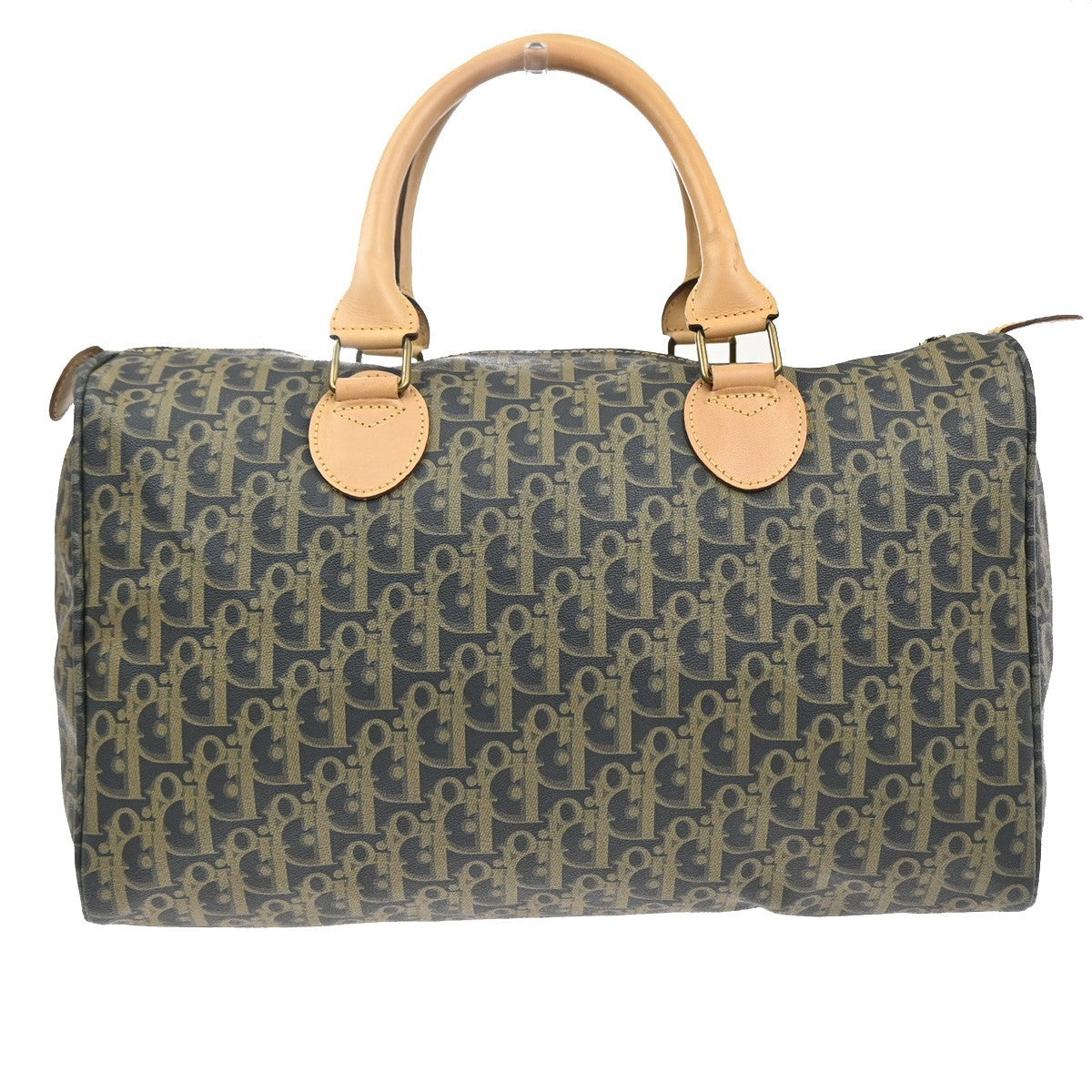 CHRISTIAN DIOR Trotter Boston Hand Bag PVC Leather Khaki BK GHW France 70MA499