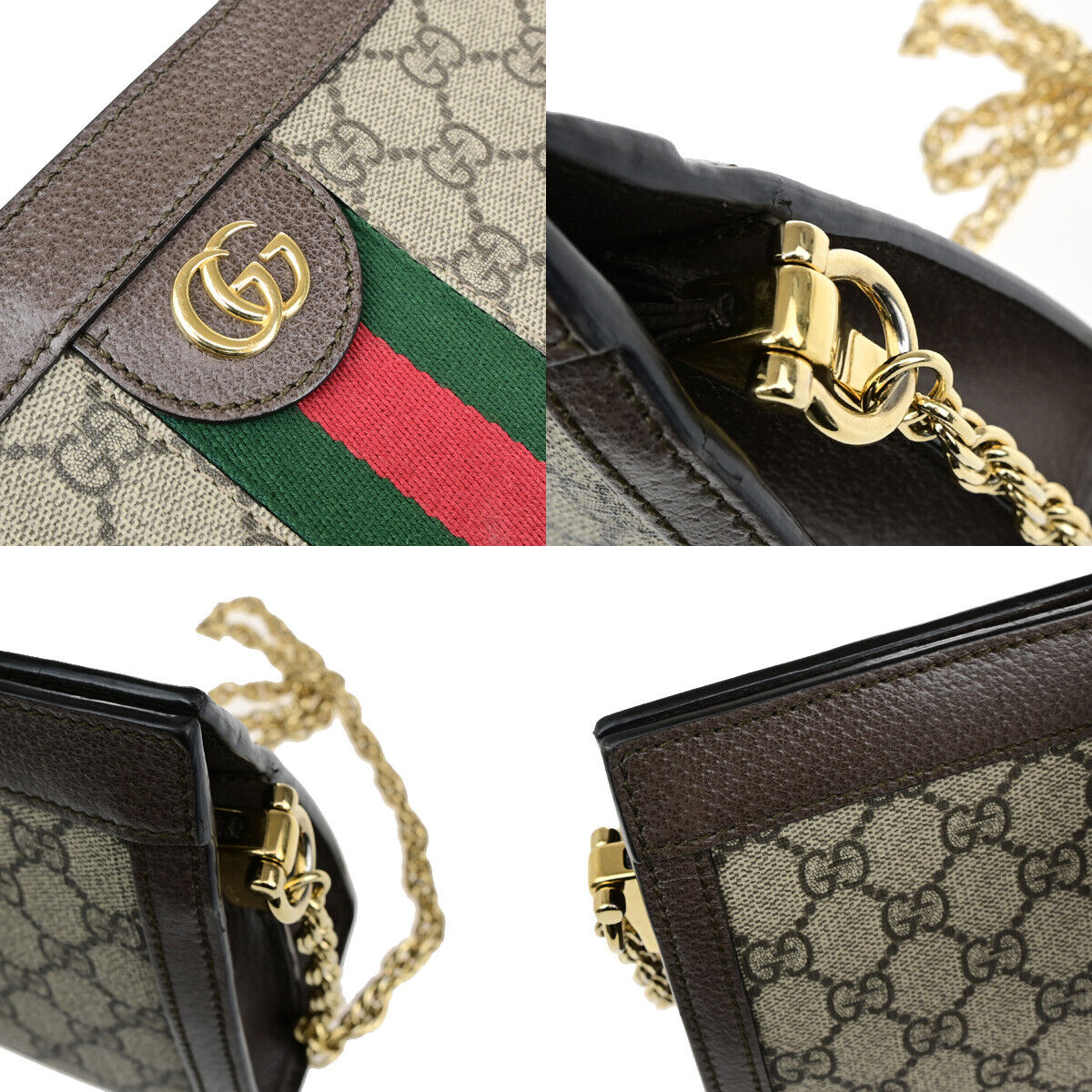 GUCCI Ophidia GG Small 2Way Chain Shoulder Bag Supreme Leather Brown 22YG619