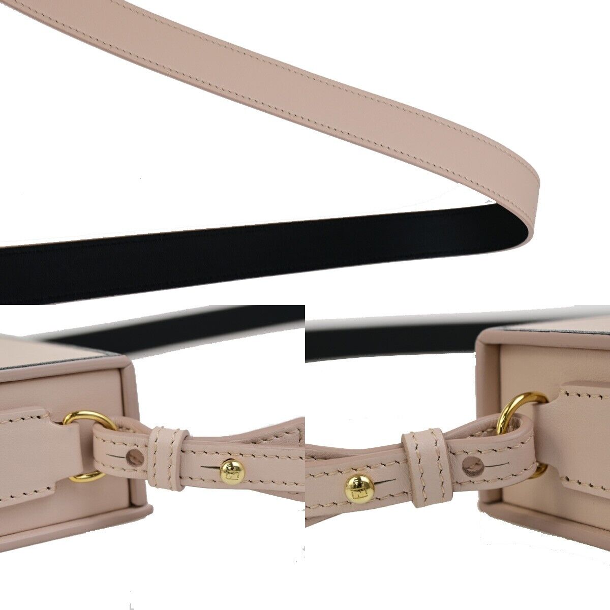 FENDI Logo Horizontal Box Shoulder Bag Leather Pink GHW Made in Italy 99RK677