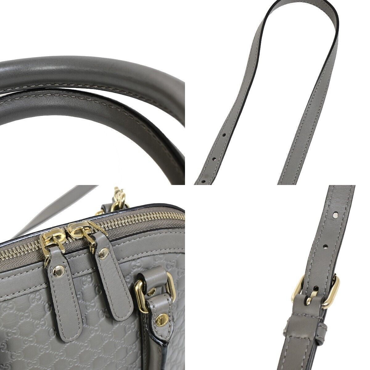 GUCCI Logo Guccissima GG Pattern 2Way Shoulder Hand Bag Leather Gray 95FA738