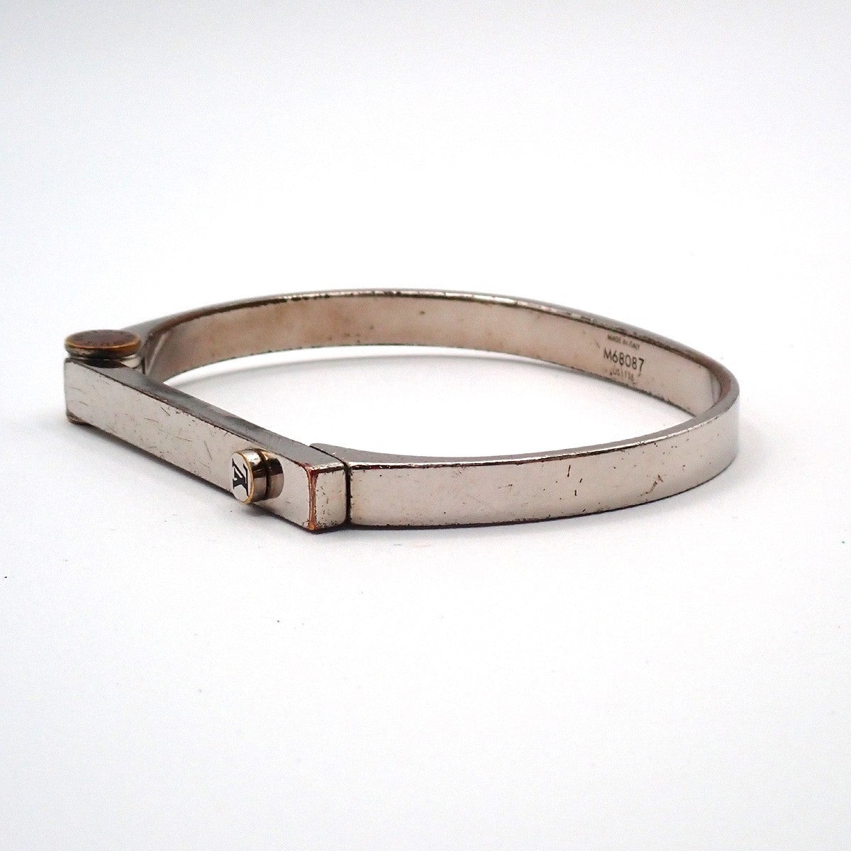 LOUIS VUITTON Nanogram Cuff Bracelet Metal Silver Italy SHW M68087 07ZA296