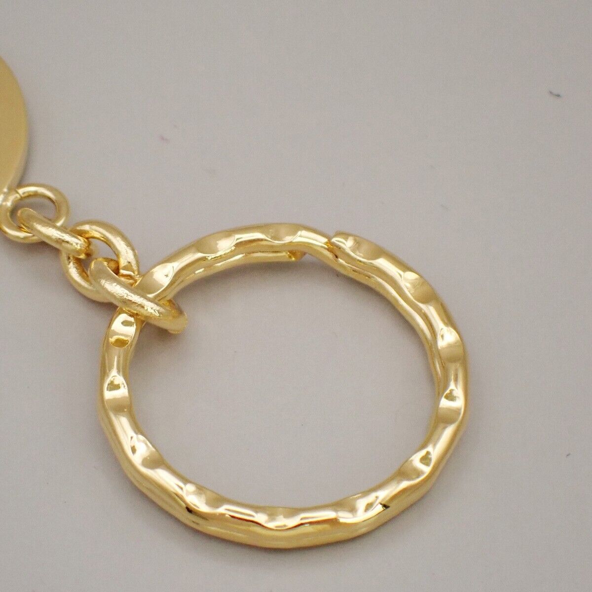 CELINE Logo Circle Ring Key Chain Gold Accessory 07KA376