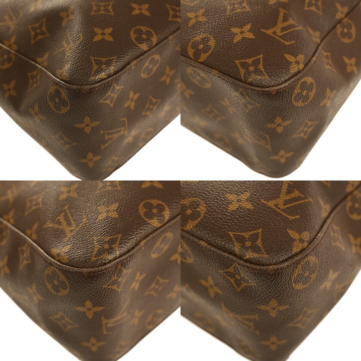 LOUIS VUITTON Logo Looping GM Shoulder Bag Monogram Leather Brown M51145 15GA174