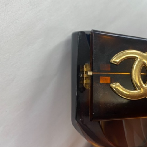 CHANEL CC Logo Sunglasses Eye Wear Plastic Brown GHW 01451 63RL897