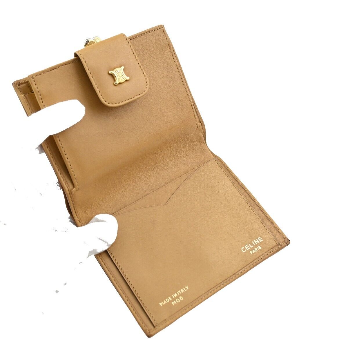 CELINE Logo Macadam Pattern Bifold Wallet PVC Leather Brown Italy 02EA884