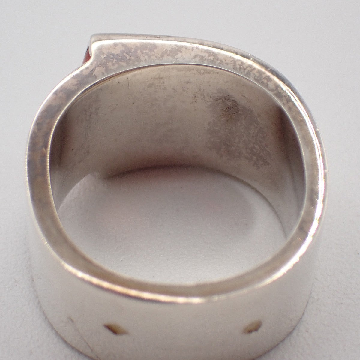 HERMES H Logo Candy Ring Size 53 Silver Ag 925 Red Accessory 32RP016