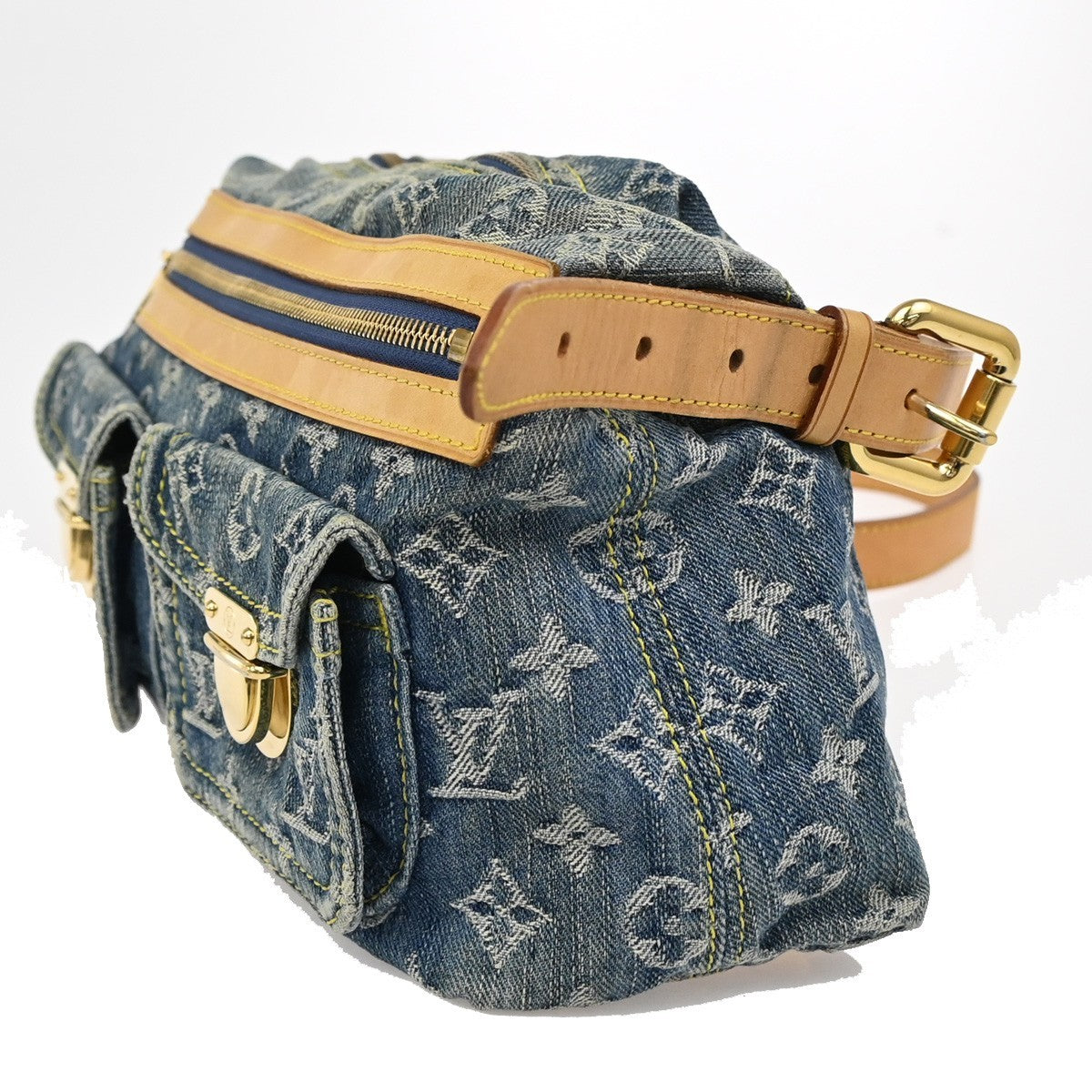 LOUIS VUITTON Buggy PM Shoulder Bag Monogram Denim Leather Blue M95049 49KB529