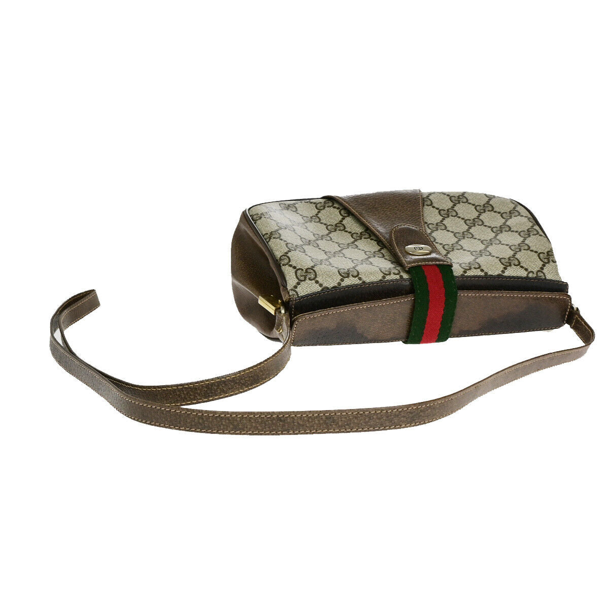 GUCCI Logo Sherry GG Pattern Shoulder Bag PVC Leather Brown Italy 67YF251