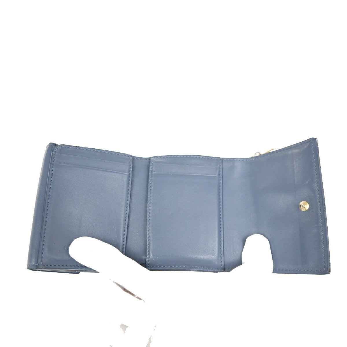 CHRISTIAN DIOR Cannage Mini Lady Dior Wallet Patent Leather Blue GHW 02KD081