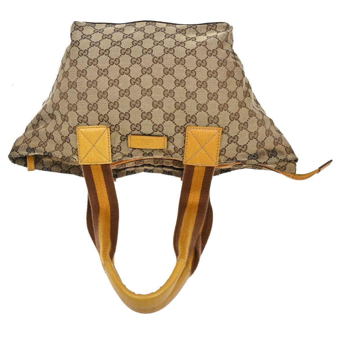 GUCCI GG Canvas Shoulder Tote Bag Leather canvas Yellow Italy 66CA368