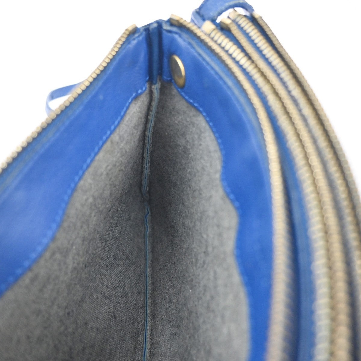 CELINE Logo Trio Crossbody Shoulder Bag Leather Blue Italy 87KP580